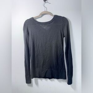 Lululemon Sunset Savasana Pullover II open back sweater in black Boolux GUC